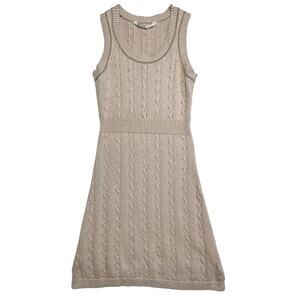 Athleta Cable Knit Sleeveless Midi Dress in Beige
